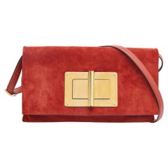 Tom Ford Rust Orange Suede Natalia Convertible Clutch