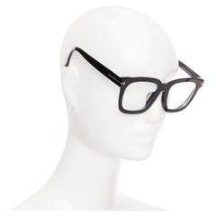 TOM FORD Sari TF690-F black acetate silver T bar oversized optical frame glasses
