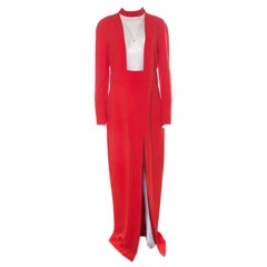 Tom Ford Scarlet Red Stretch Crepe Mesh Paneled Gown L