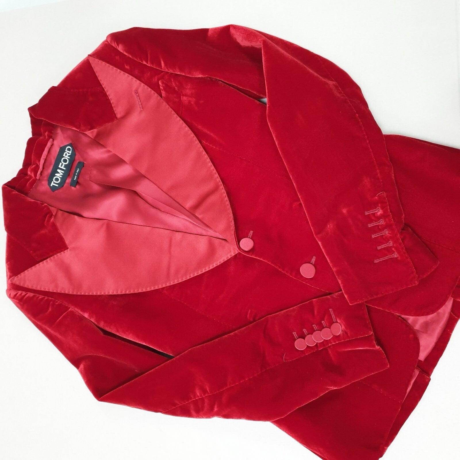 De las mujeres TOM FORD Shelton Cuello chal Terciopelo Rojo Chaqueta deportiva Chaqueta esmoquin Cena Sz.38 en venta