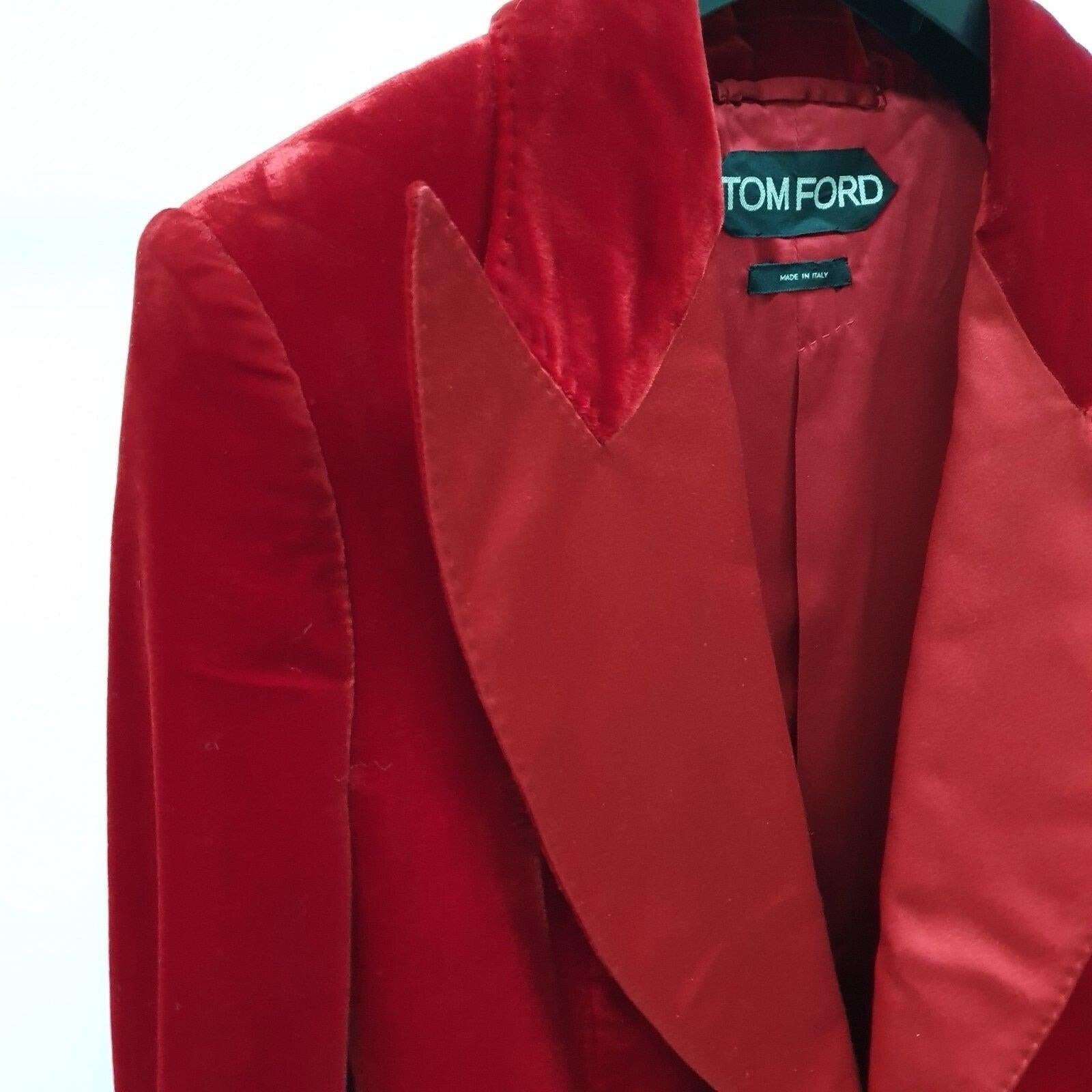 TOM FORD Shelton Cuello chal Terciopelo Rojo Chaqueta deportiva Chaqueta esmoquin Cena Sz.38 en venta 2