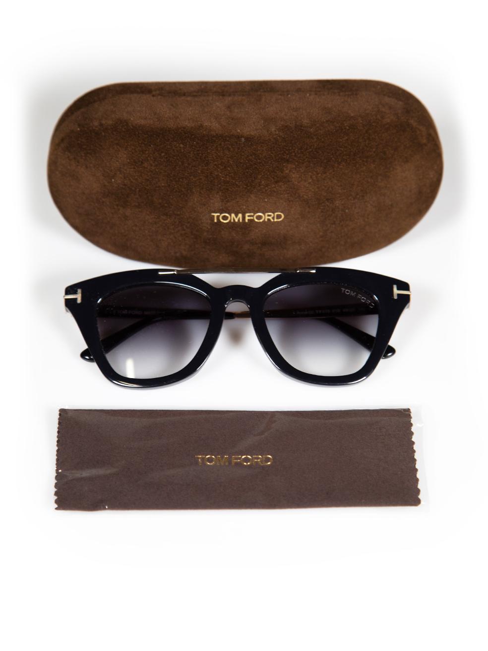 Tom Ford Shiny Black Anna Square Sunglasses For Sale 4