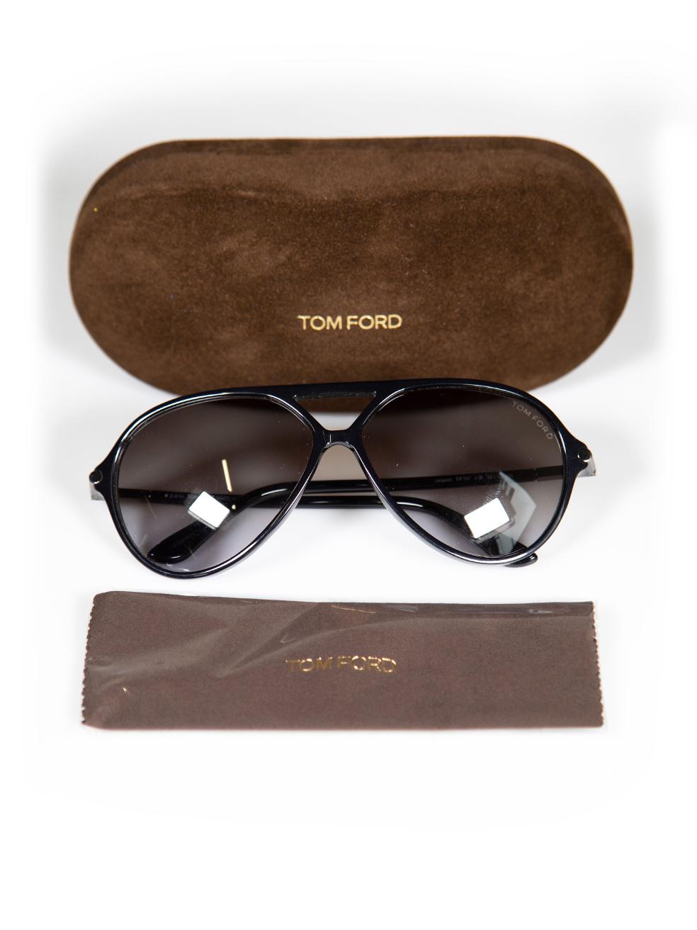 Tom Ford Shiny Black Leopold Sunglasses For Sale 4