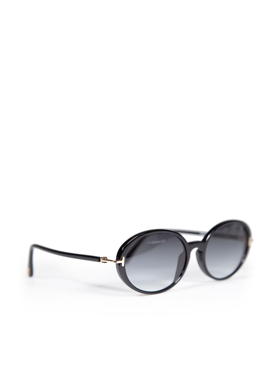 Tom Ford Shiny Black Raquel Oval Sunglasses In New Condition For Sale In London, GB