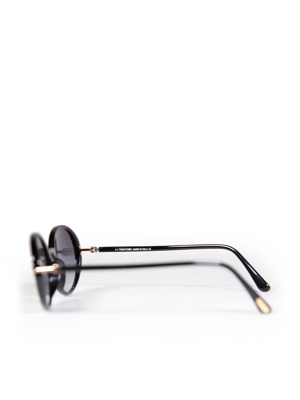 Tom Ford Shiny Black Raquel Oval Sunglasses For Sale 1