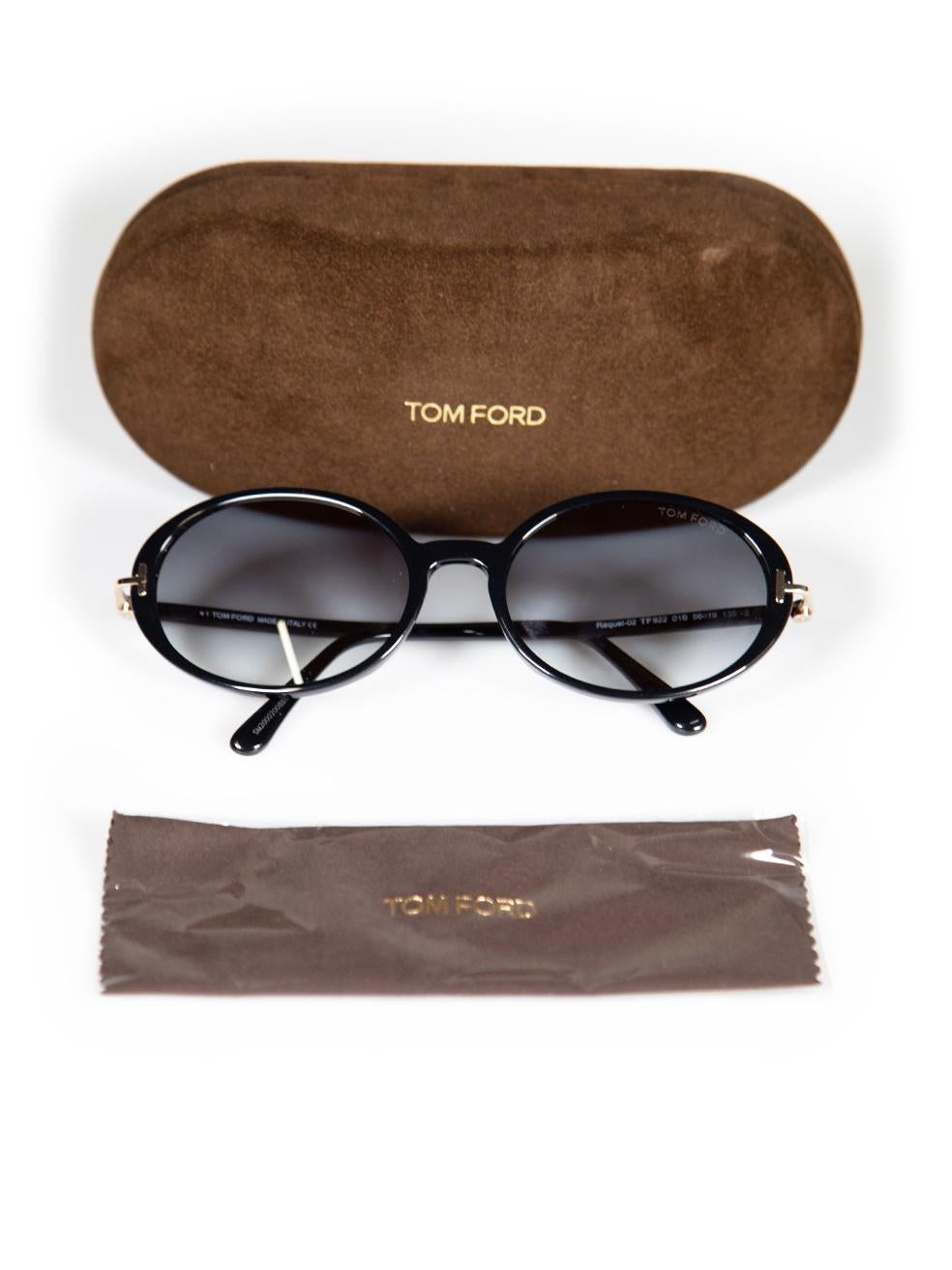 Tom Ford Shiny Black Raquel Oval Sunglasses For Sale 4