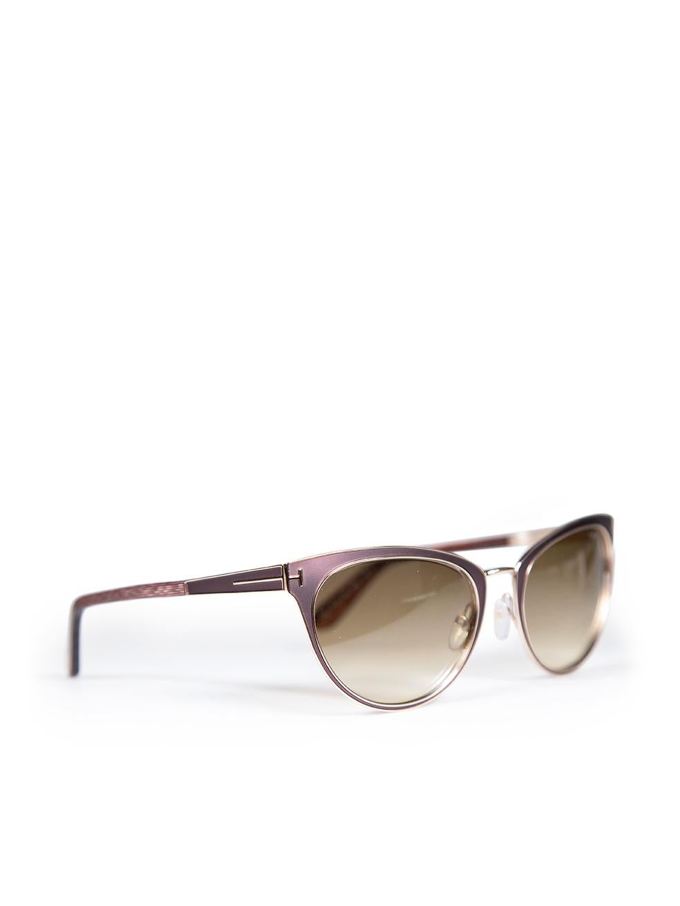 Tom Ford Shiny Dark Brown Nina Cat Eye Sunglasses In New Condition For Sale In London, GB