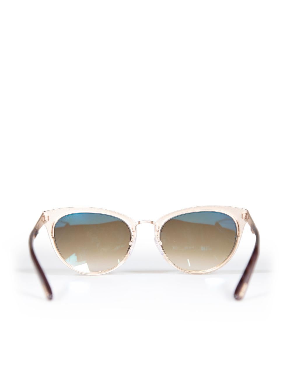 Women's Tom Ford Shiny Dark Brown Nina Cat Eye Sunglasses For Sale