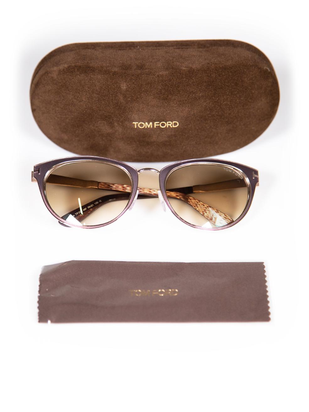 Tom Ford Shiny Dark Brown Nina Cat Eye Sunglasses For Sale 4