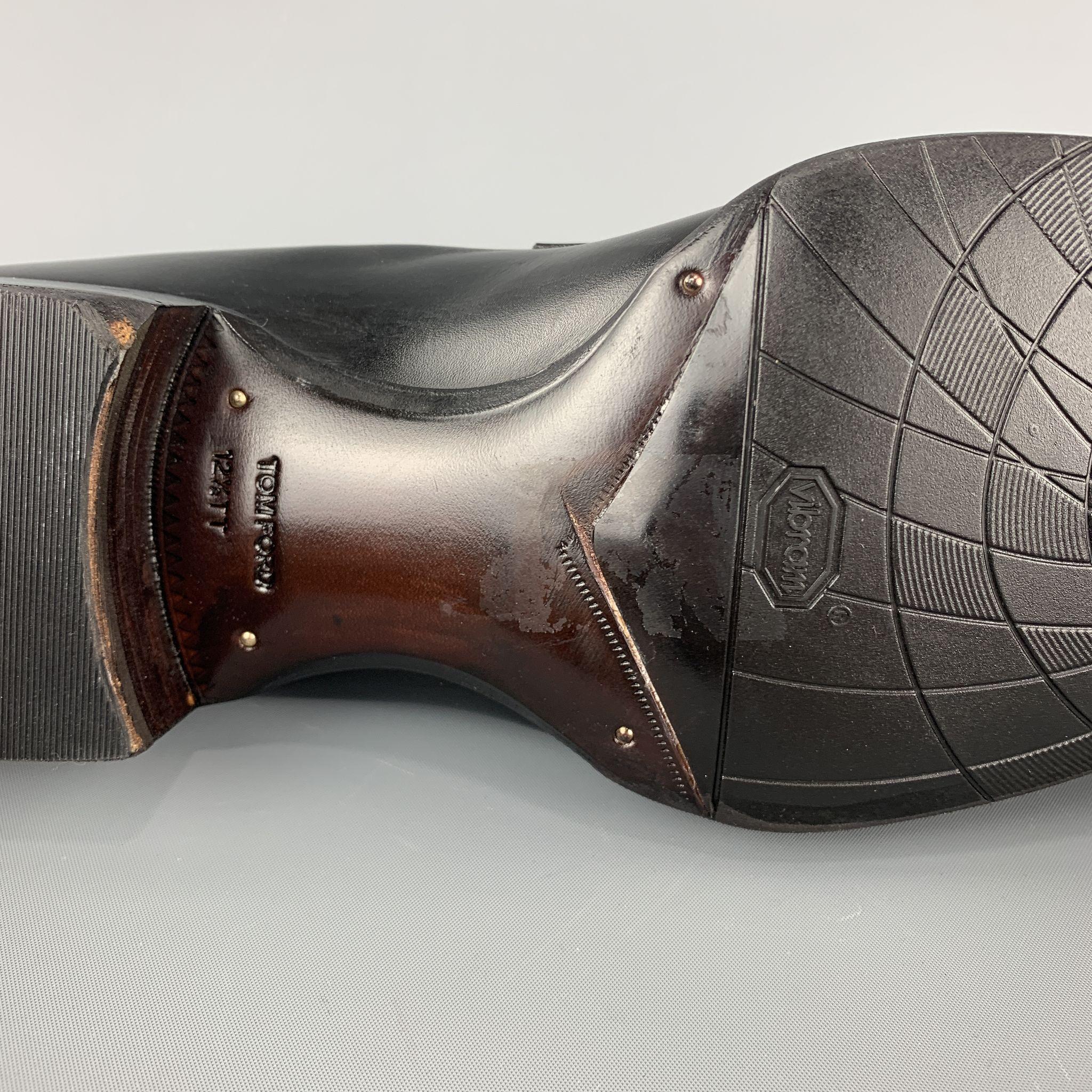 TOM FORD Shoes - Size 12 Black Solid Leather Slip On Loafers In Excellent Condition In San Francisco, CA
