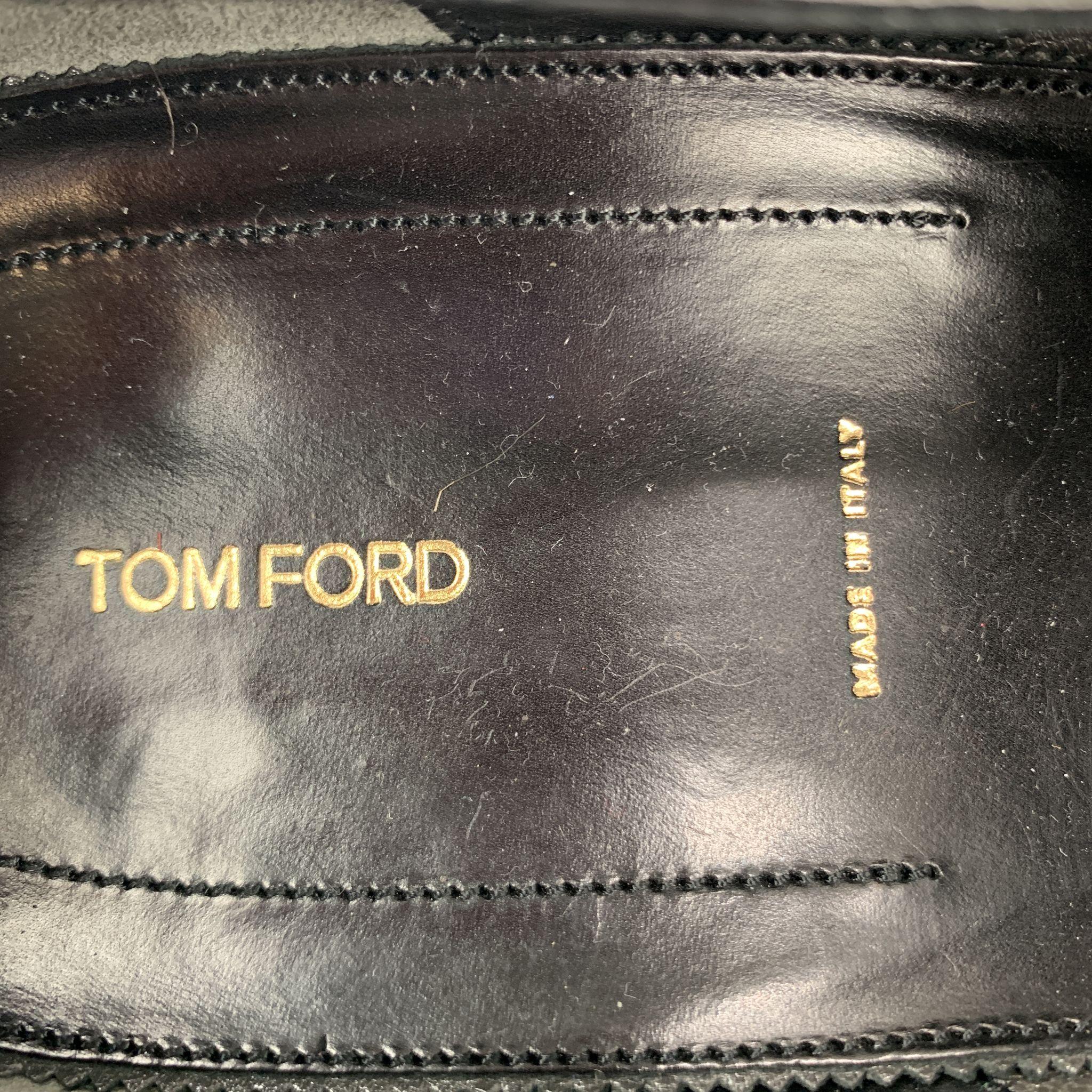 Men's TOM FORD Shoes - Size 12 Black Solid Leather Slip On Loafers 