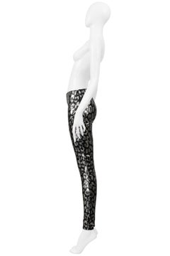 Tom Ford Silver & Black Leopard Print Sequin Leggings 2018