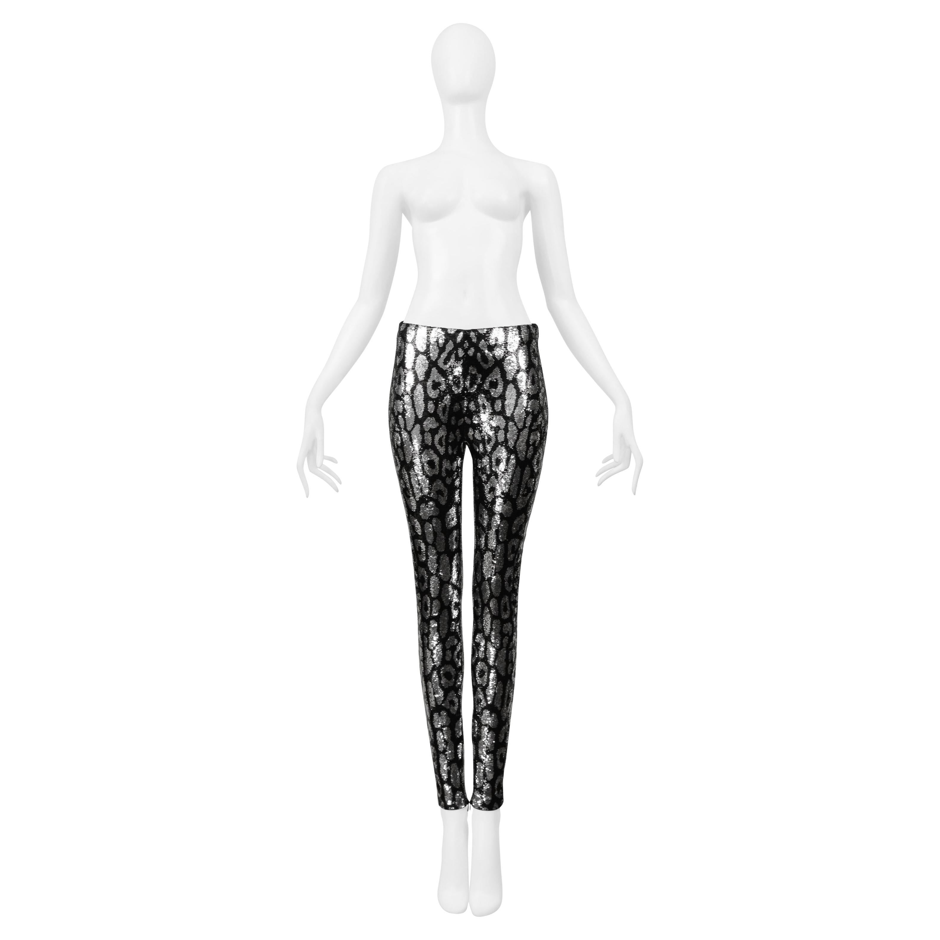 Tom Ford Silver & Black Leggings à paillettes imprimé léopard 2018