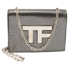 Tom Ford Silver/Black Textured Suede Icon Disco Crossbody Bag