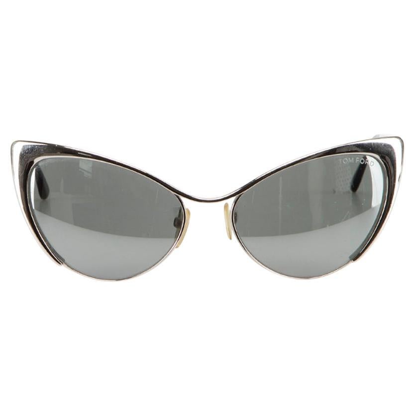 Tom Ford Silver Half Frame Cat Eye Sunglasses For Sale