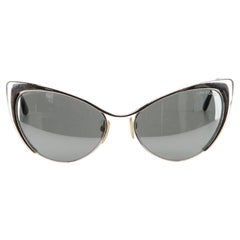Tom Ford Silver Half Frame Cat Eye Sunglasses