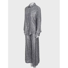 Tom Ford Silver Sequin Suit Set Sz.44