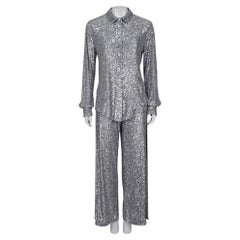 Tom Ford Silver Sequin Suit Set Sz.44