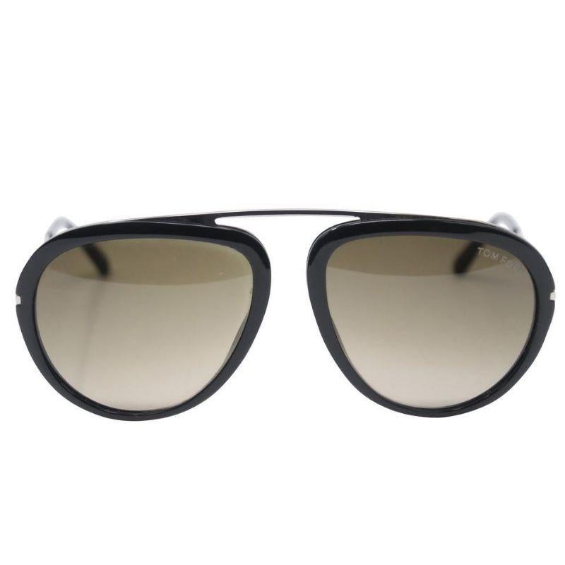 Silberfarbene Metall Acetat-Sonnenbrille von Tom Ford Stacy TF452 (Schwarz) im Angebot