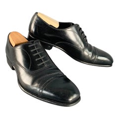 TOM FORD Size 10 Black Leather Cap Toe Oxford Lace-Up Shoes