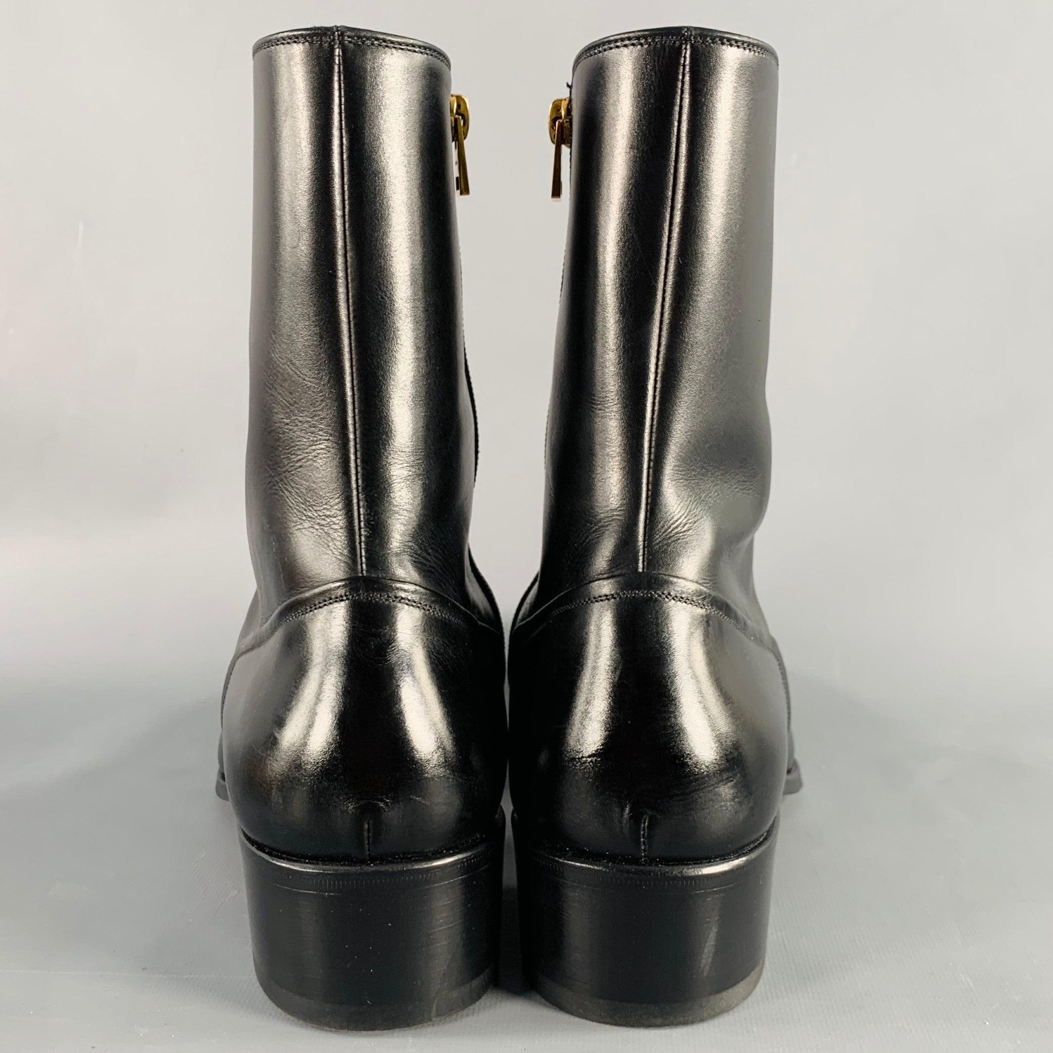 TOM FORD Size 10 Black Leather Side Zipper Boots In Good Condition For Sale In San Francisco, CA