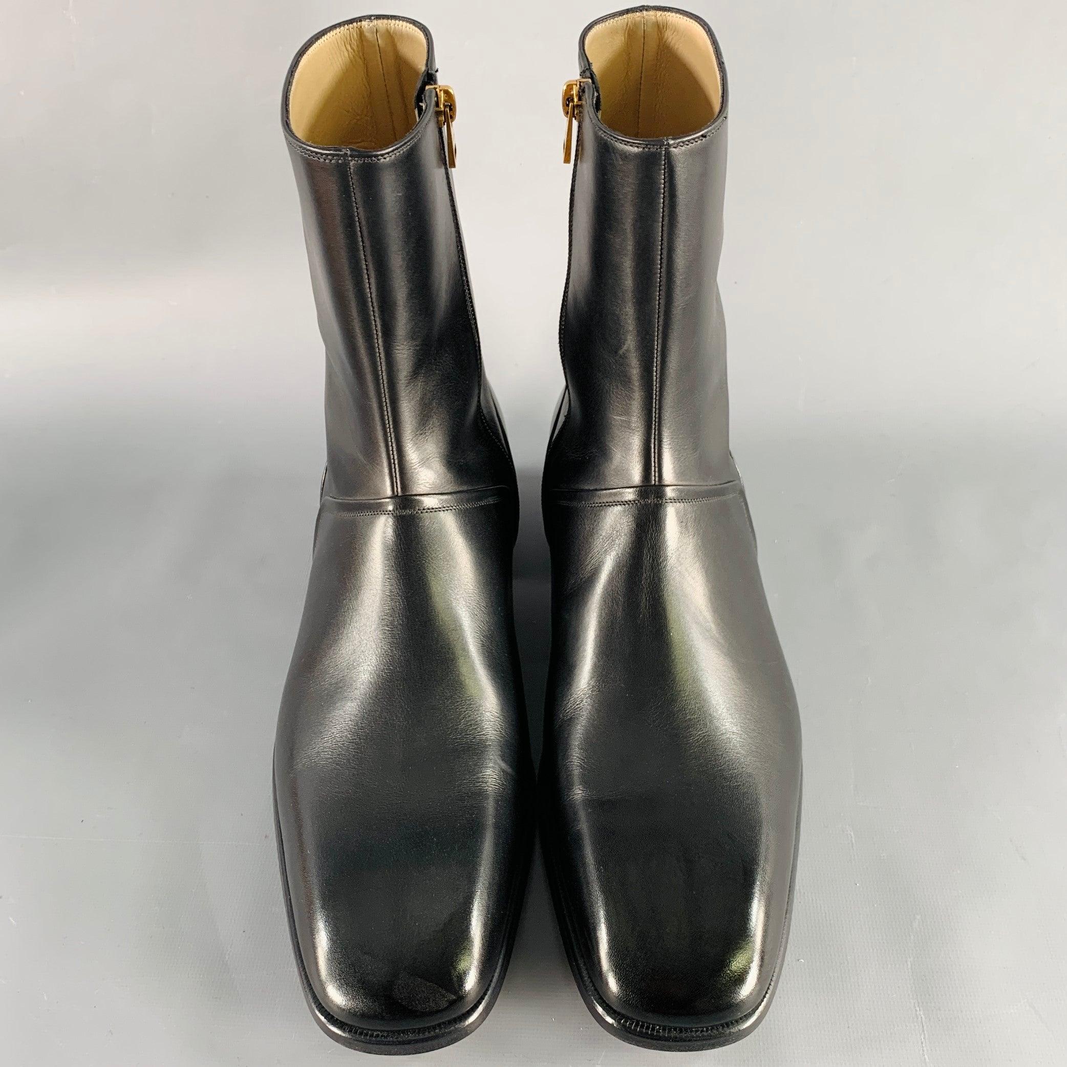 Men's TOM FORD Size 10 Black Leather Side Zipper Boots For Sale
