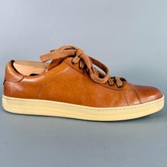 TOM FORD Size 10 Brown Leather Rubber Sole Low Top Sneakers