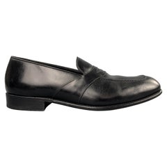 TOM FORD Size 10.5 Black Leather Slip On Loafers