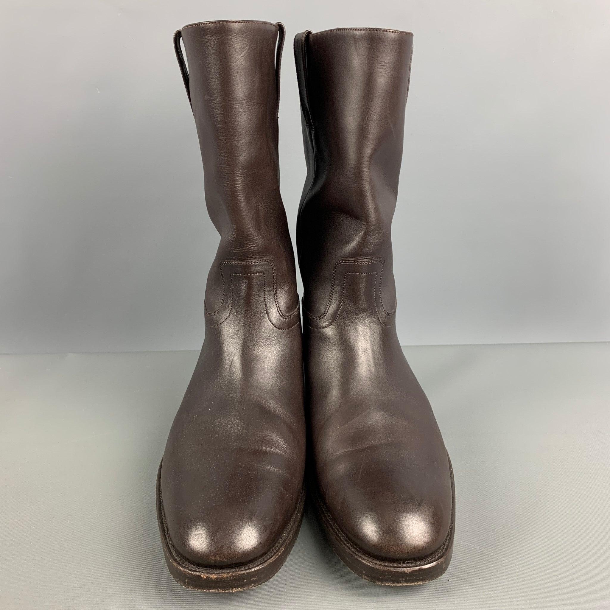 Men's TOM FORD Size 10.5 Brown Solid Leather Pull On Boots For Sale