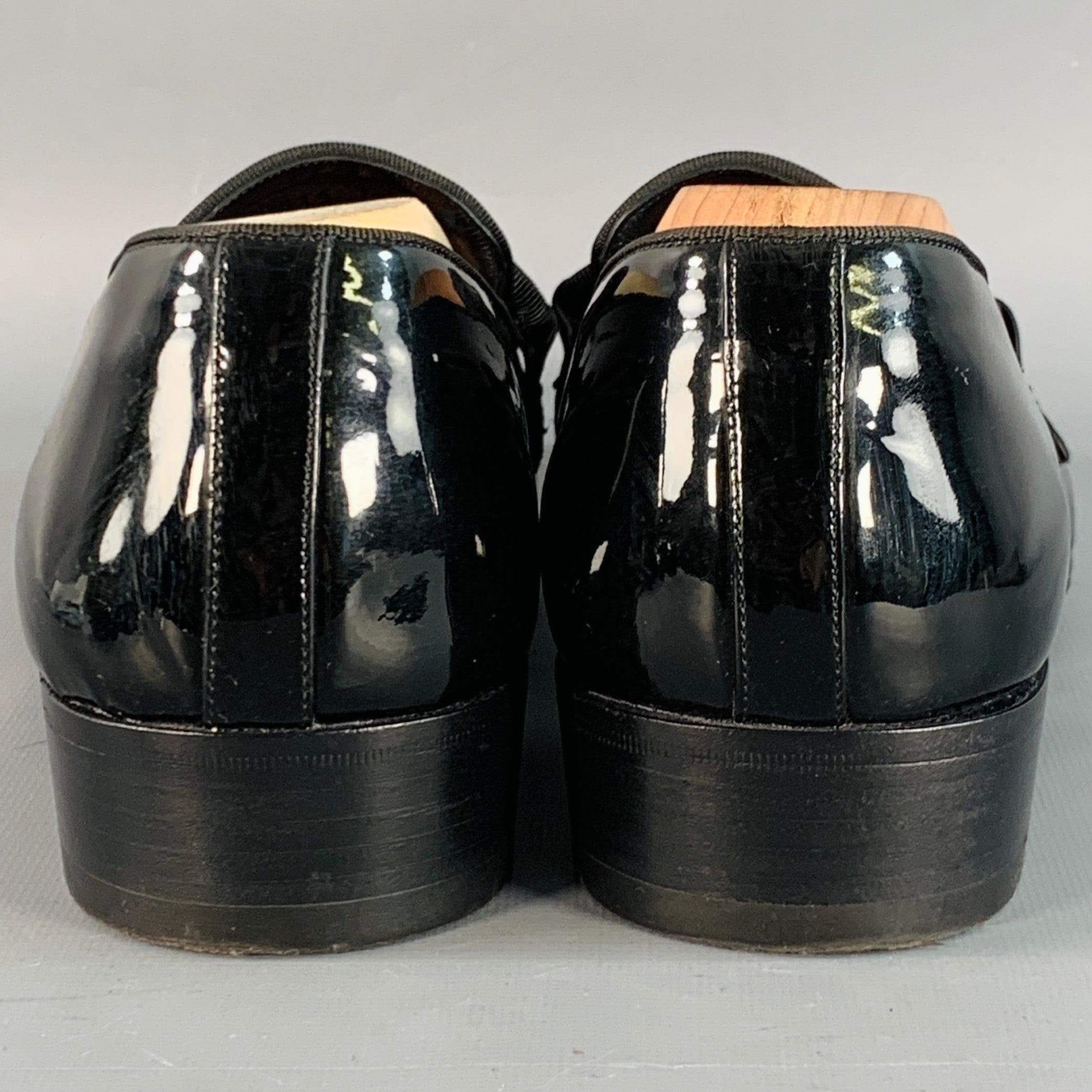 TOM FORD Talla 10.5 Nero Negro Charol Grosgrain Trim Slip On Mocasines en Bueno estado para la venta en San Francisco, CA