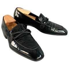 Tom Ford Size 10.5 Nero Black Patent Leather Grosgrain Trim Slip On Loafers