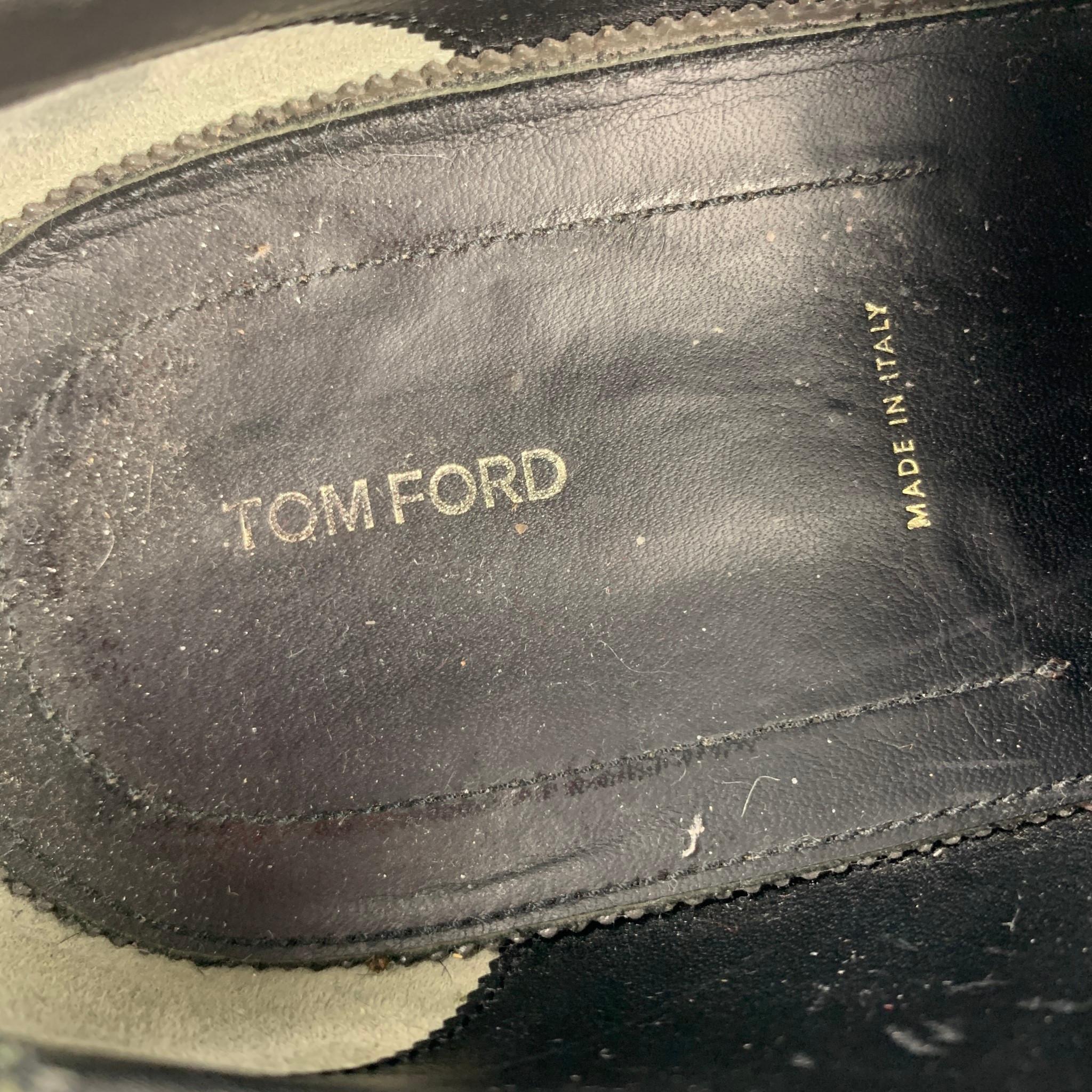 TOM FORD Size 11 Black Leather Split Toe Blucher Lace Up Shoes 2