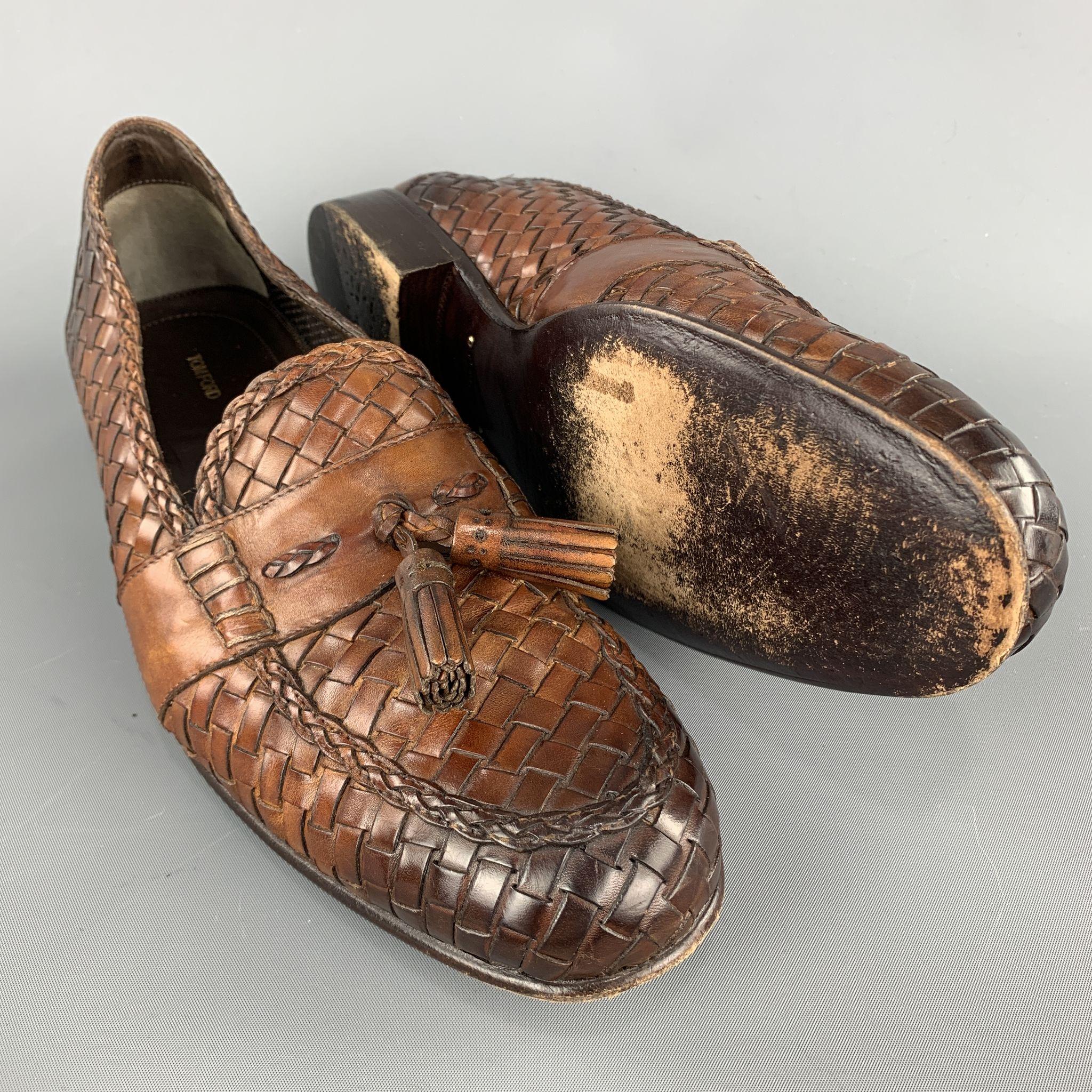tan woven loafers