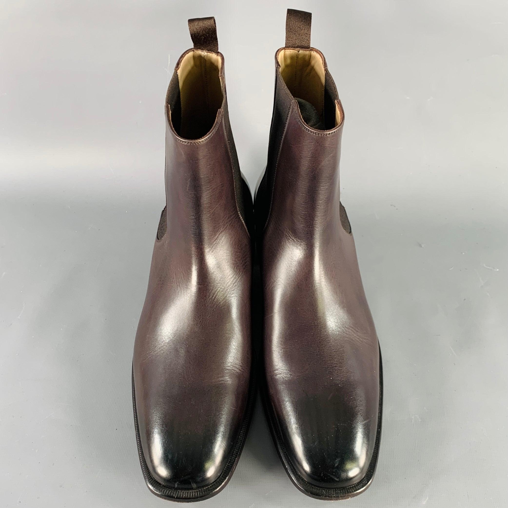 TOM FORD Size 11.5 Purple Leather Chelsea Ankle Boots In Good Condition In San Francisco, CA