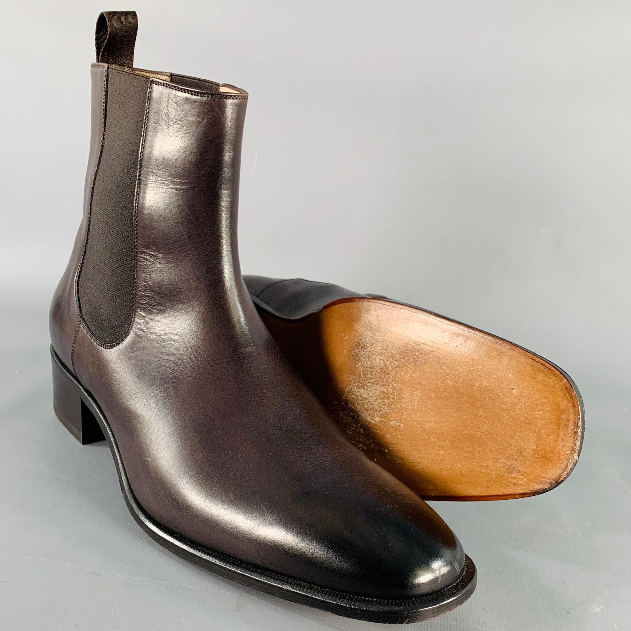 Men's TOM FORD Size 11.5 Purple Leather Chelsea Ankle Boots