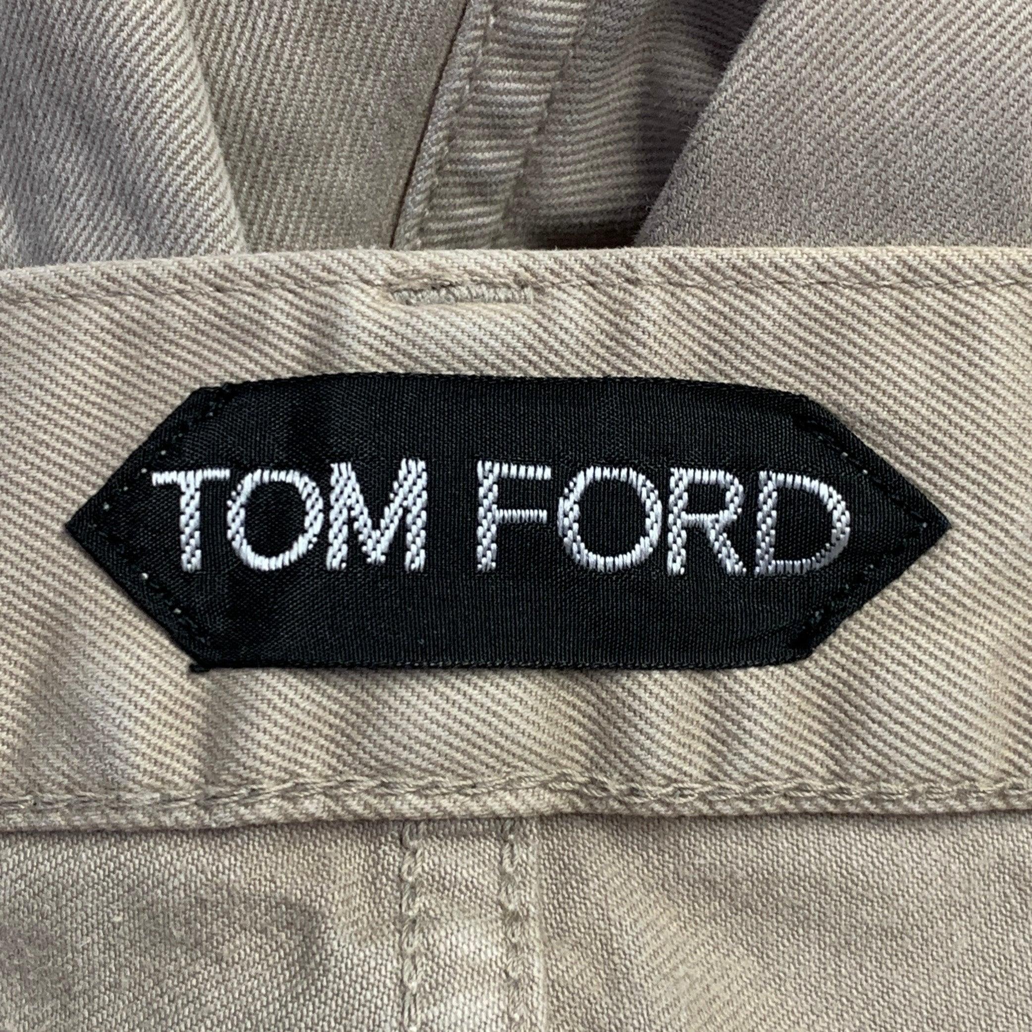 Uomo Tom Ford taglia 30 Jeans Khaki in Twill misto cotone con chiusura a bottone in vendita