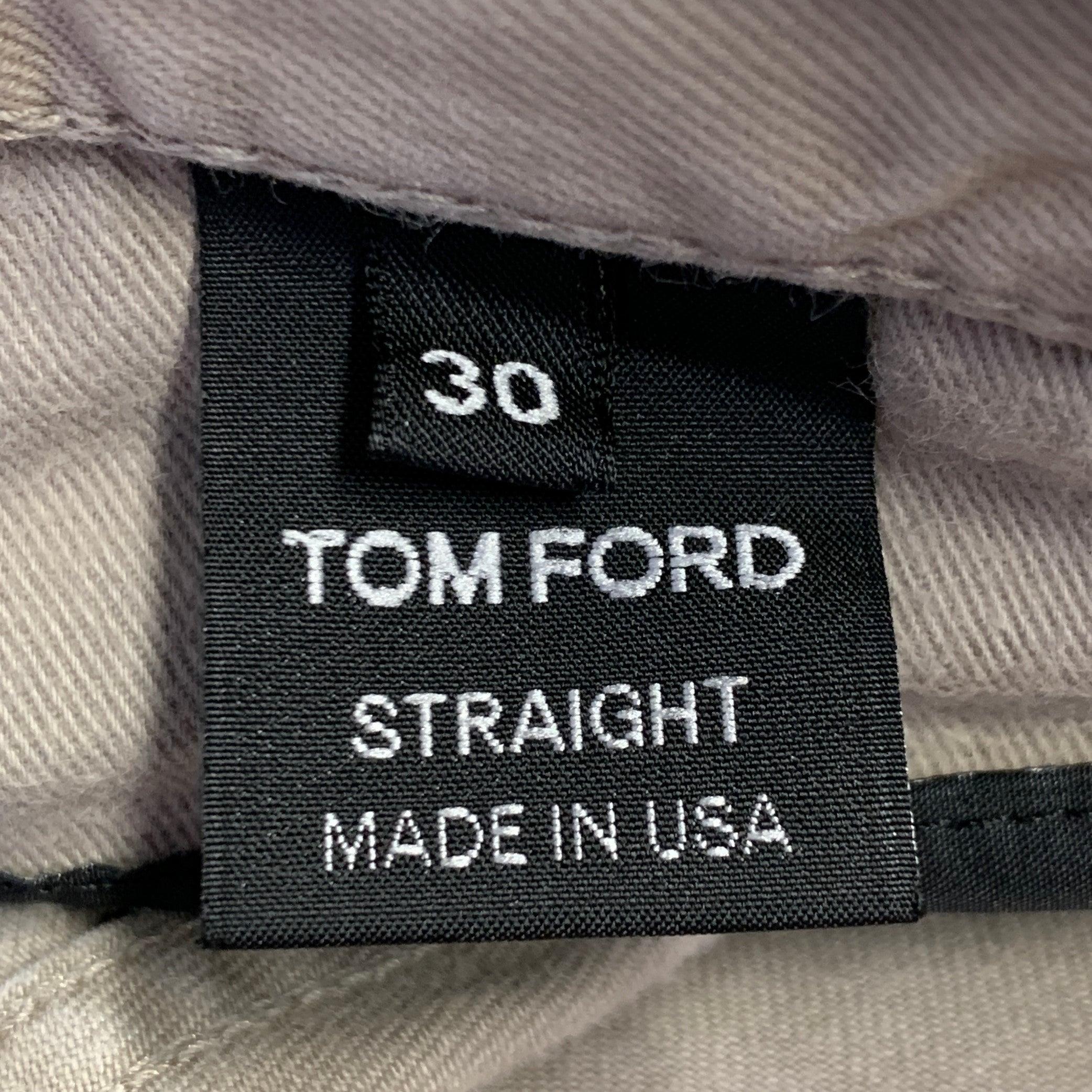 Tom Ford taglia 30 Jeans Khaki in Twill misto cotone con chiusura a bottone in vendita 1