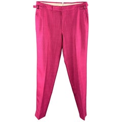 TOM FORD Size 30 Raspberry Woven Textured Silk / Cotton Zip Fly Dress Pants