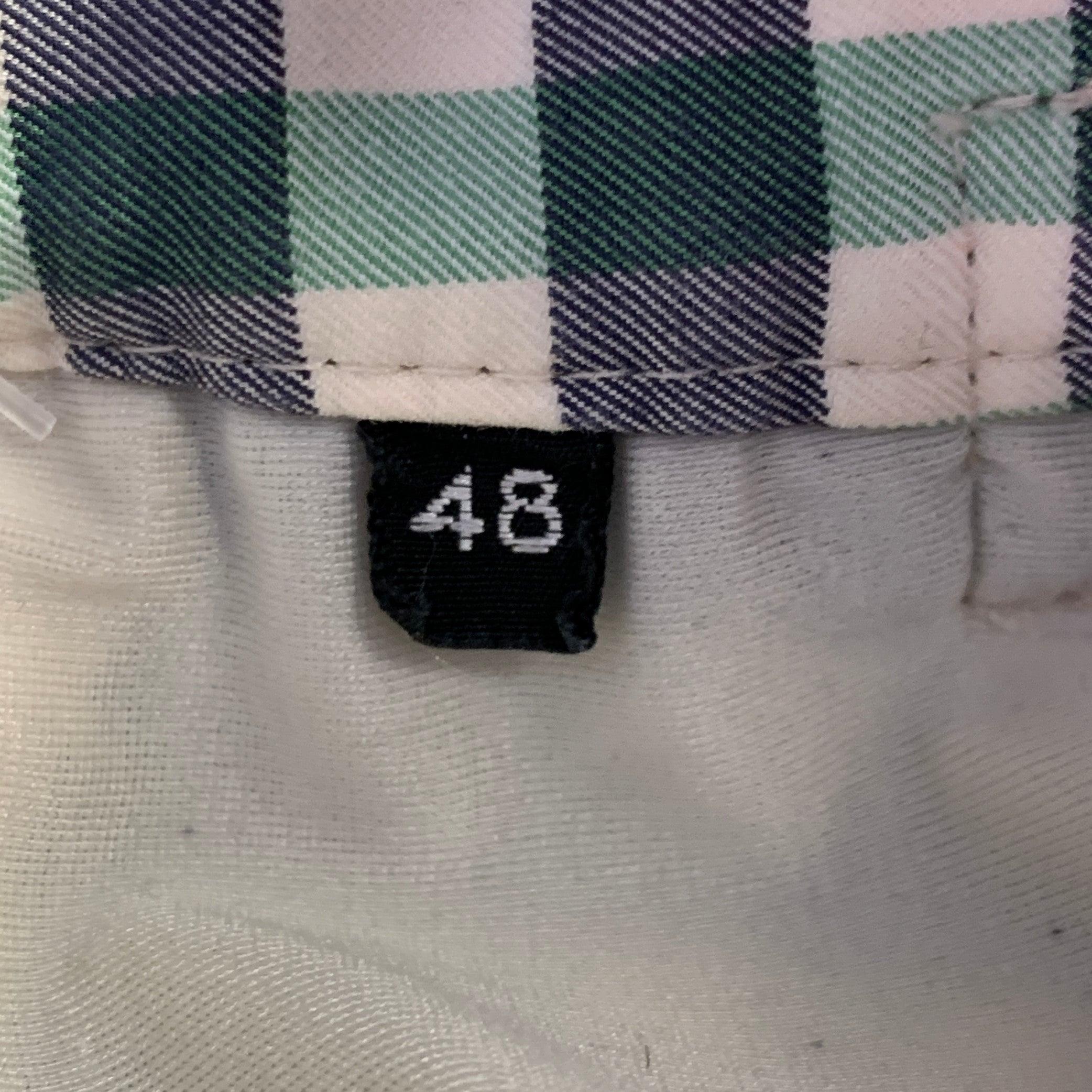 TOM FORD Size 32 Green Grey White Gingham Side Tabs Swim Trunks (pantalon de bain) Excellent état - En vente à San Francisco, CA
