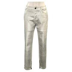 TOM FORD Size 32 Silver Cotton & Elastane Metallic Zip Fly Jeans