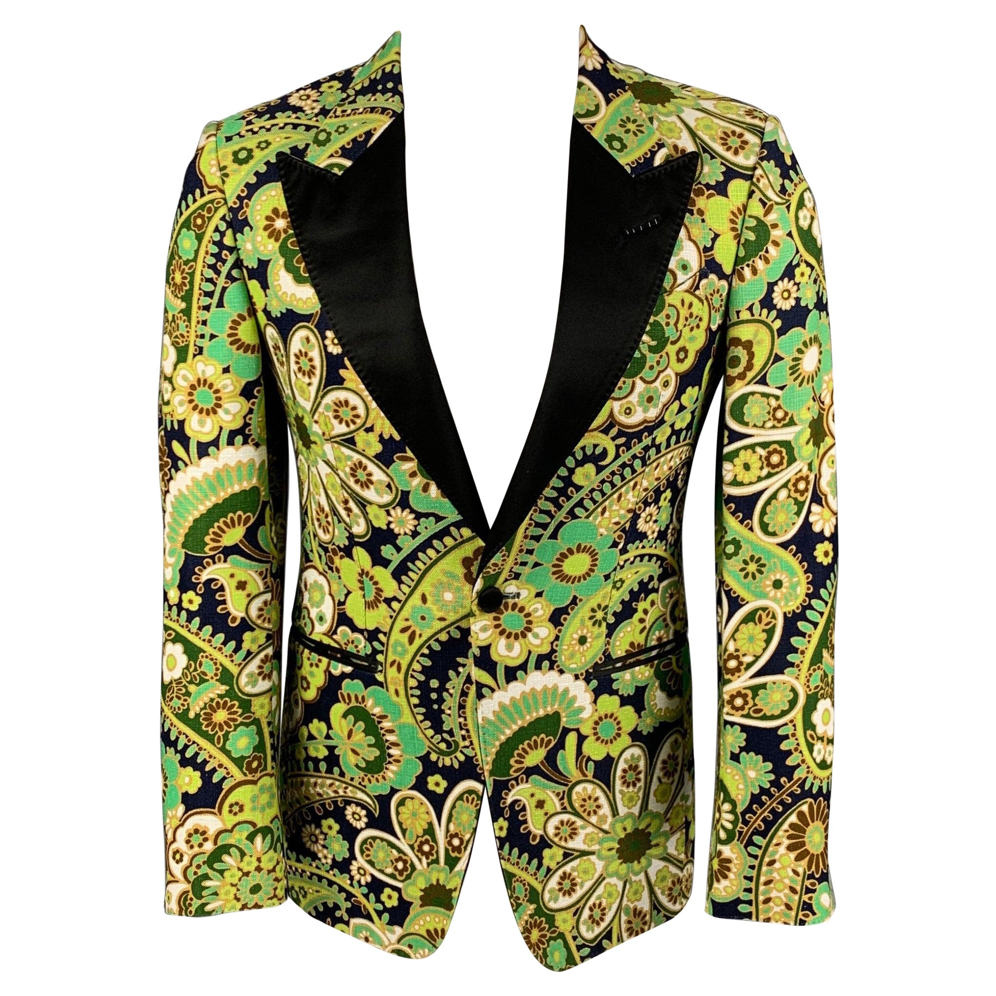 TOM FORD Taille 34 Regular Multi-Color Black Paisley Viscose Sport Coat
