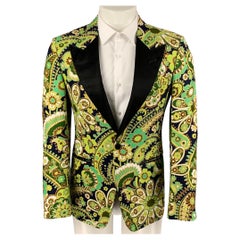 TOM FORD Größe 34 Regular mehrfarbiger schwarzer Paisley-Viskose-Sportmantel mit Paisleymuster