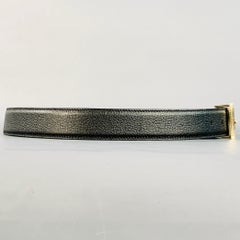 TOM FORD Size 36 Black Silver Pebble Grain Leather Belt