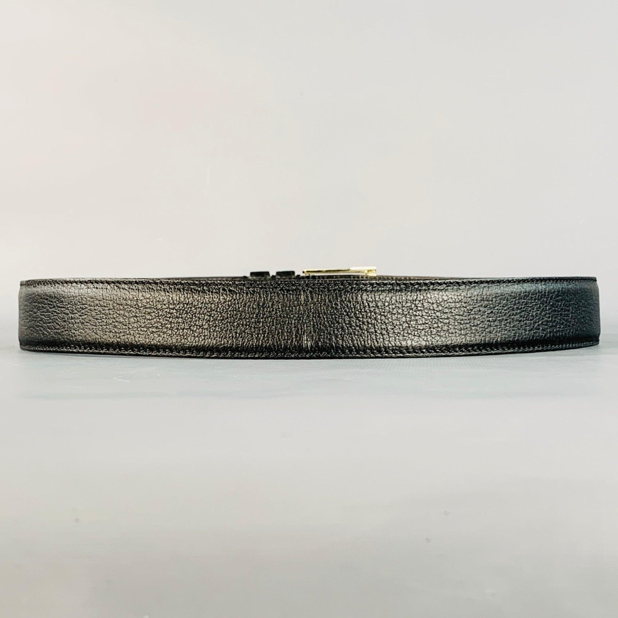 TOM FORD Größe 36 Schwarz Silber Kieselgur Ledergürtel im Zustand „Gut“ im Angebot in San Francisco, CA