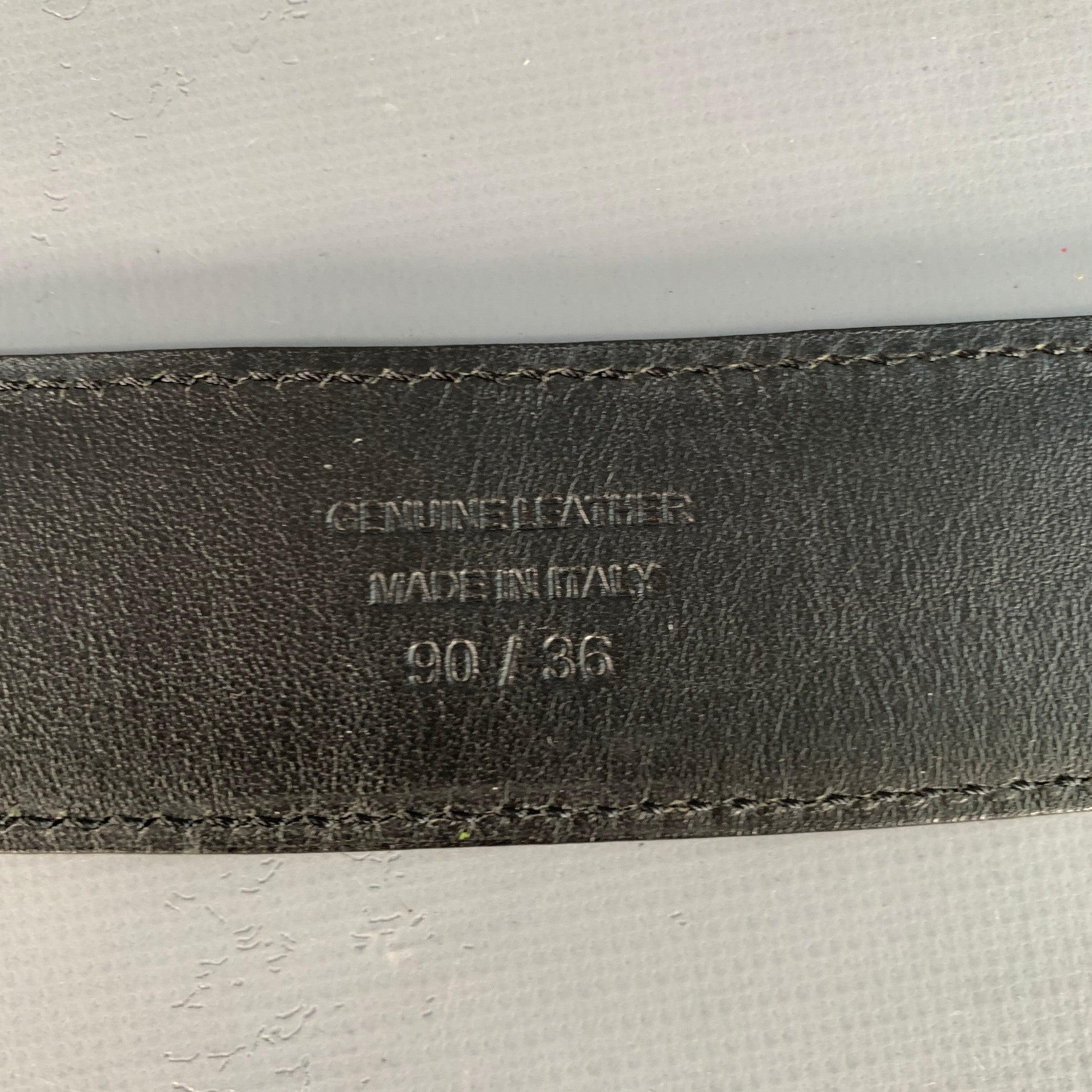 TOM FORD Größe 36 Schwarz Silber Kieselgur Ledergürtel im Angebot 2