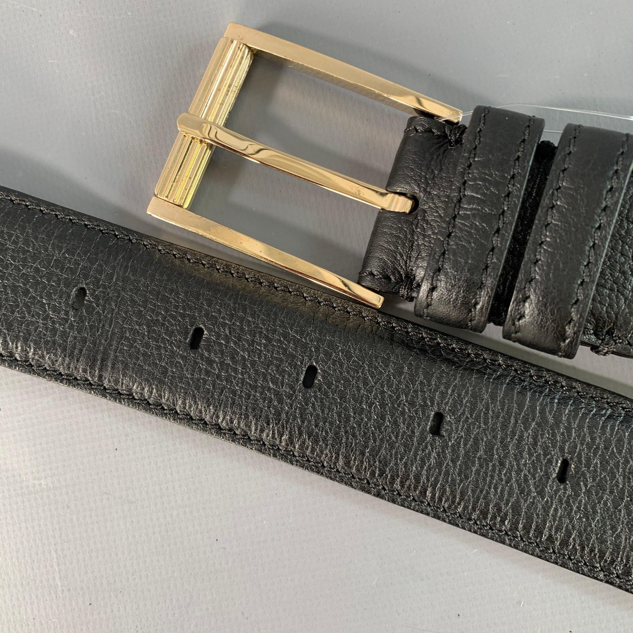 TOM FORD Größe 36 Schwarz Silber Kieselgur Ledergürtel im Angebot 3