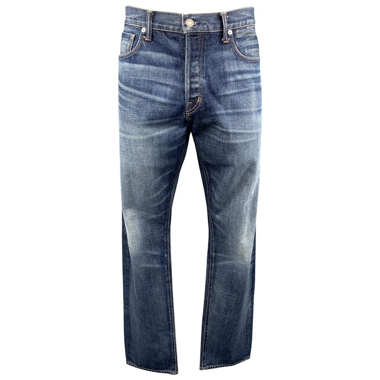 TOM FORD Size 36 x 35 Indigo Solid Cotton Button Fly Jeans at 1stDibs ...