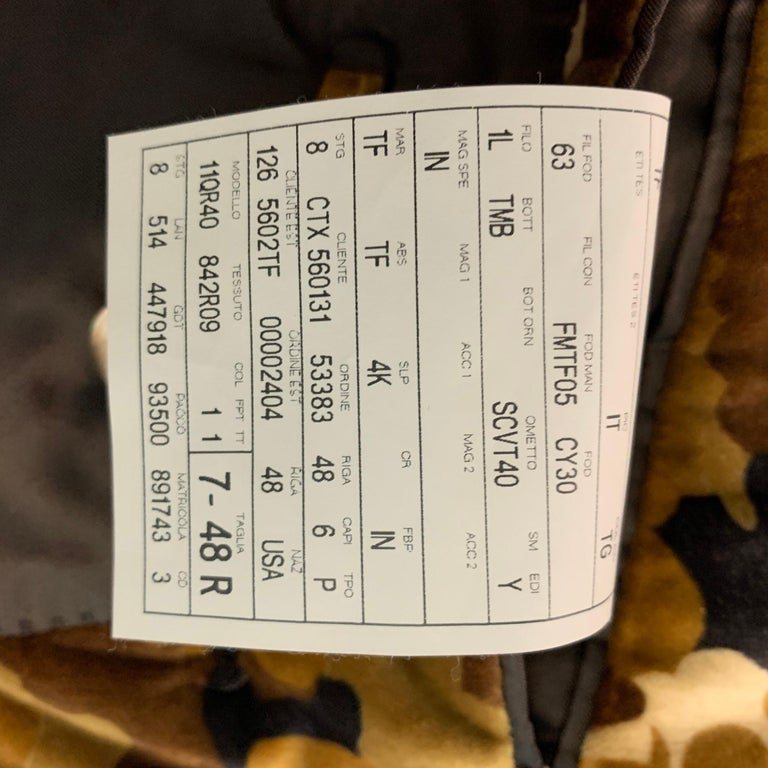 TOM FORD Size 38 Regular Brown Tan Camouflage Cotton Velvet Sport Coat