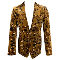 TOM FORD Size 38 Regular Brown Tan Camouflage Cotton Velvet Sport Coat