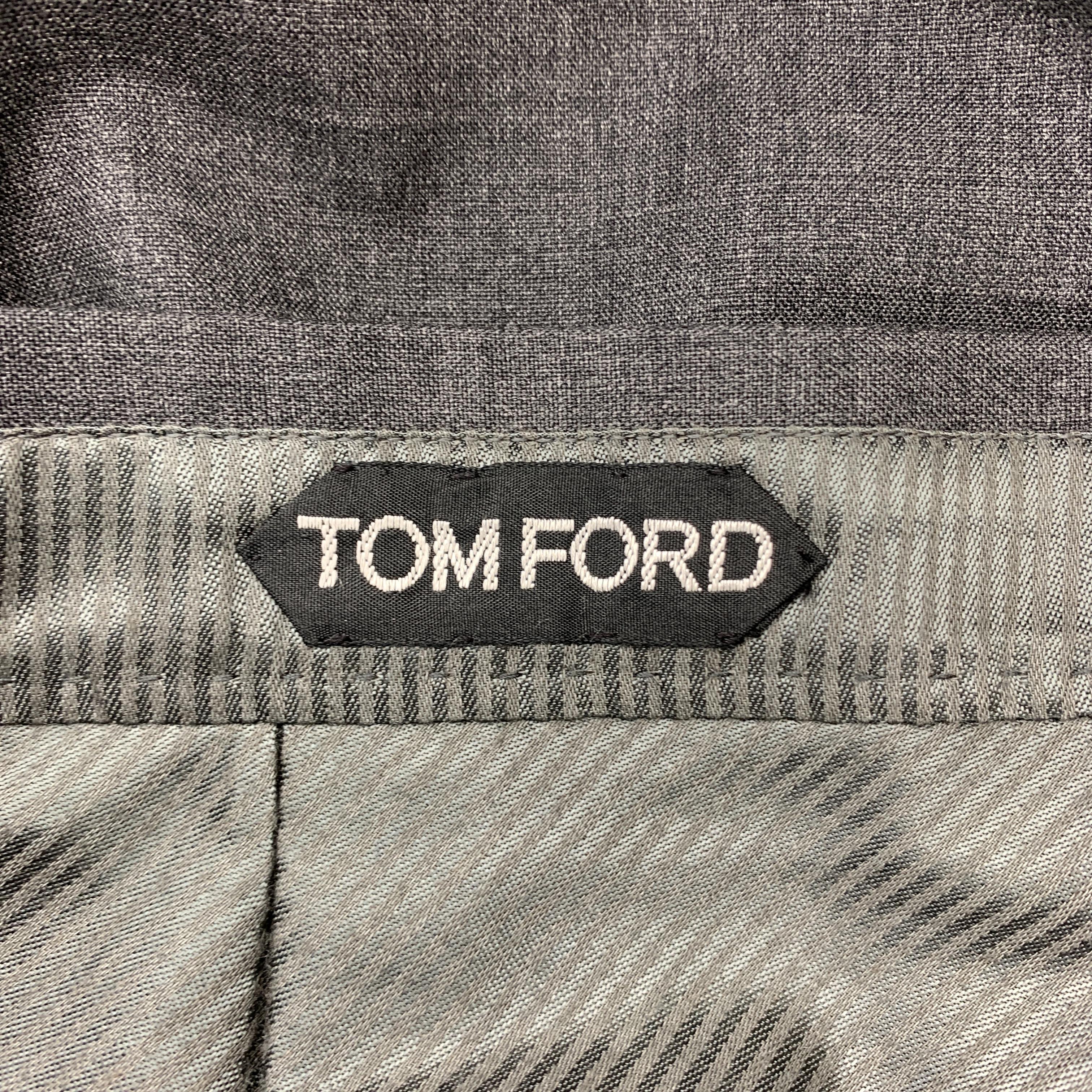 TOM FORD Size 40 Dark Gray Wool Side Tab Cuffed Dress Pants In Excellent Condition In San Francisco, CA